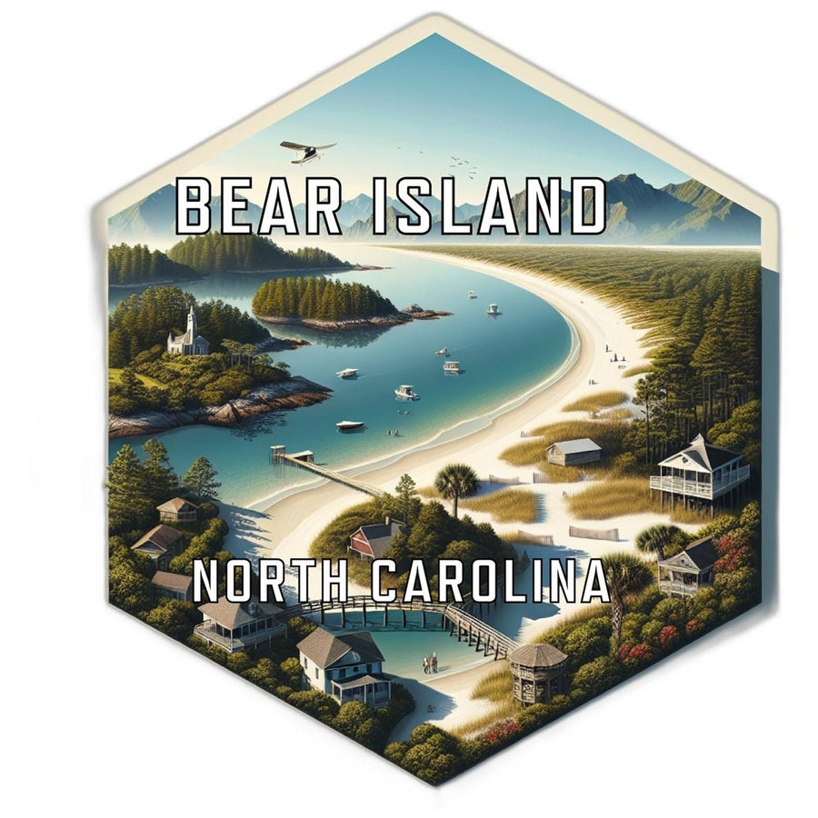 Bear Island North Carolina Souvenir Travel Destination Die Cut Hexagon Fridge Magnet Image 1