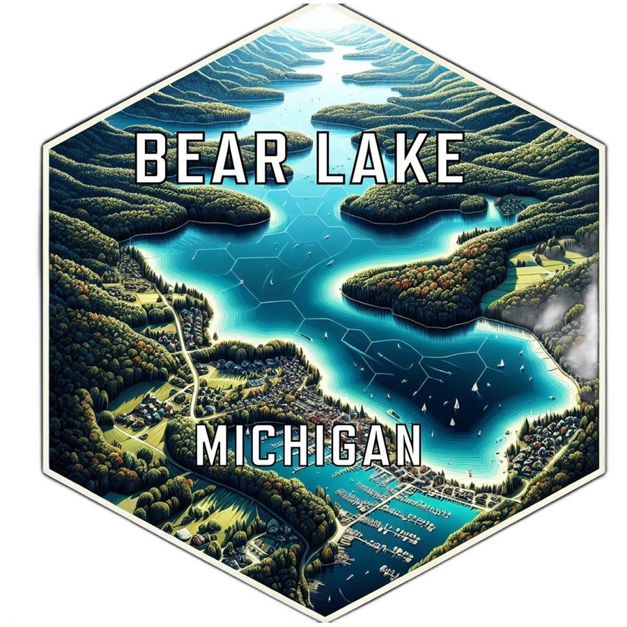 Bear Lake Michigan Souvenir Travel Destination Die Cut Hexagon Fridge Magnet Image 1