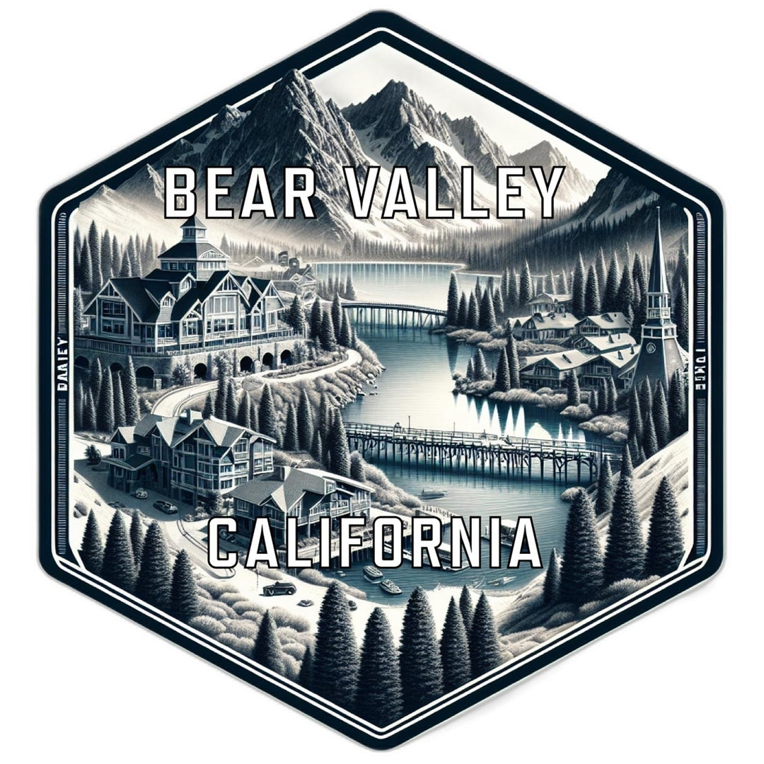 Bear Valley California Souvenir Travel Destination Die Cut Hexagon Fridge Magnet Image 1