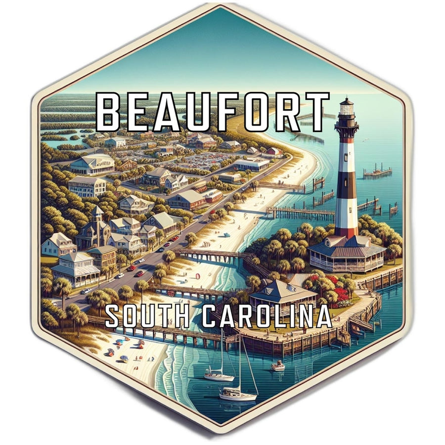 Beaufort South Carolina Souvenir Travel Destination Die Cut Hexagon Fridge Magnet Image 1