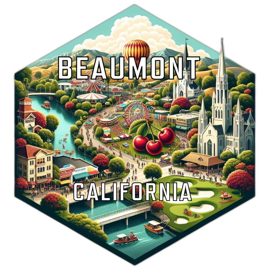 Beaumont California Souvenir Travel Destination Die Cut Hexagon Fridge Magnet Image 1