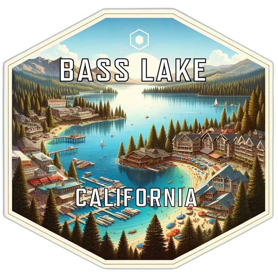 Bass Lake California Souvenir Travel Destination Die Cut Hexagon Fridge Magnet Image 1