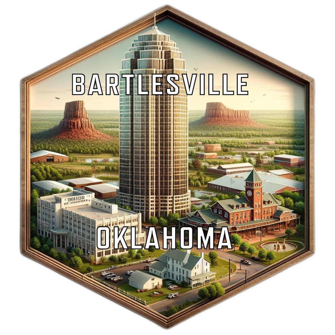 Bartlesville Oklahoma Souvenir Travel Destination Die Cut Hexagon Fridge Magnet Image 1