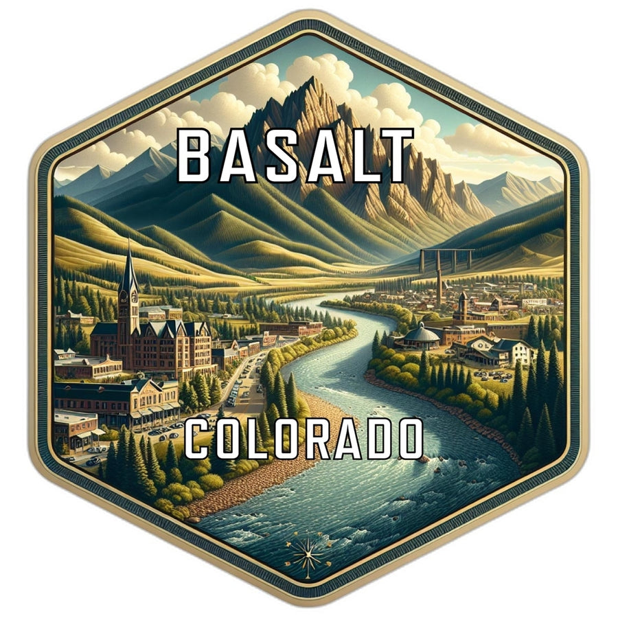 Basalt Colorado Souvenir Travel Destination Die Cut Hexagon Fridge Magnet Image 1