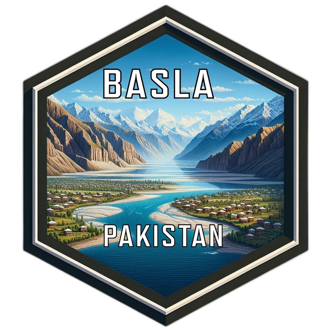 Basla Pakistan Souvenir Travel Destination Die Cut Hexagon Fridge Magnet Image 1