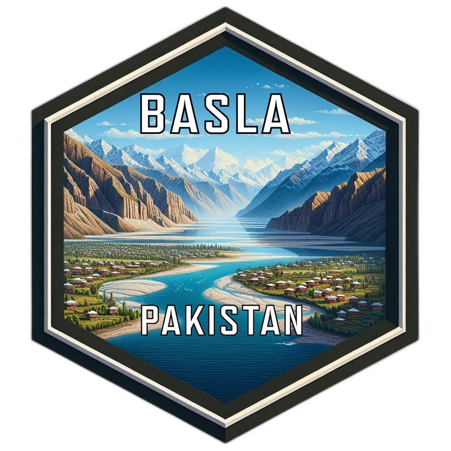 Basla Pakistan Souvenir Travel Destination Die Cut Hexagon Fridge Magnet Image 1