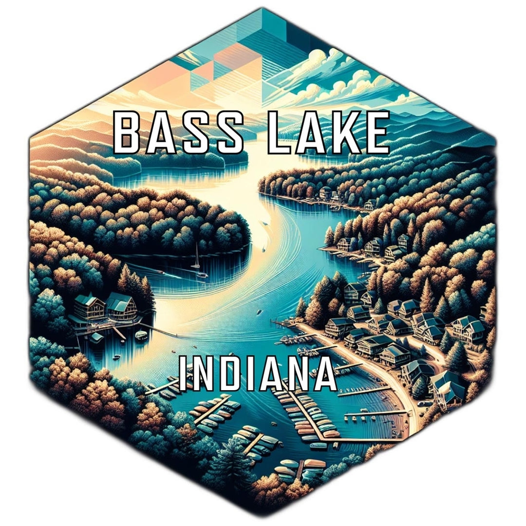 Bass Lake Indiana Souvenir Travel Destination Die Cut Hexagon Fridge Magnet Image 1