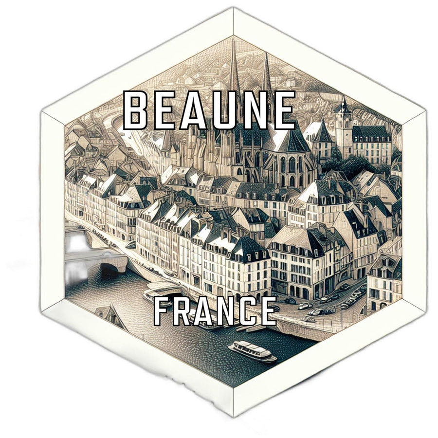 Beaune France Souvenir Travel Destination Die Cut Hexagon Fridge Magnet Image 1