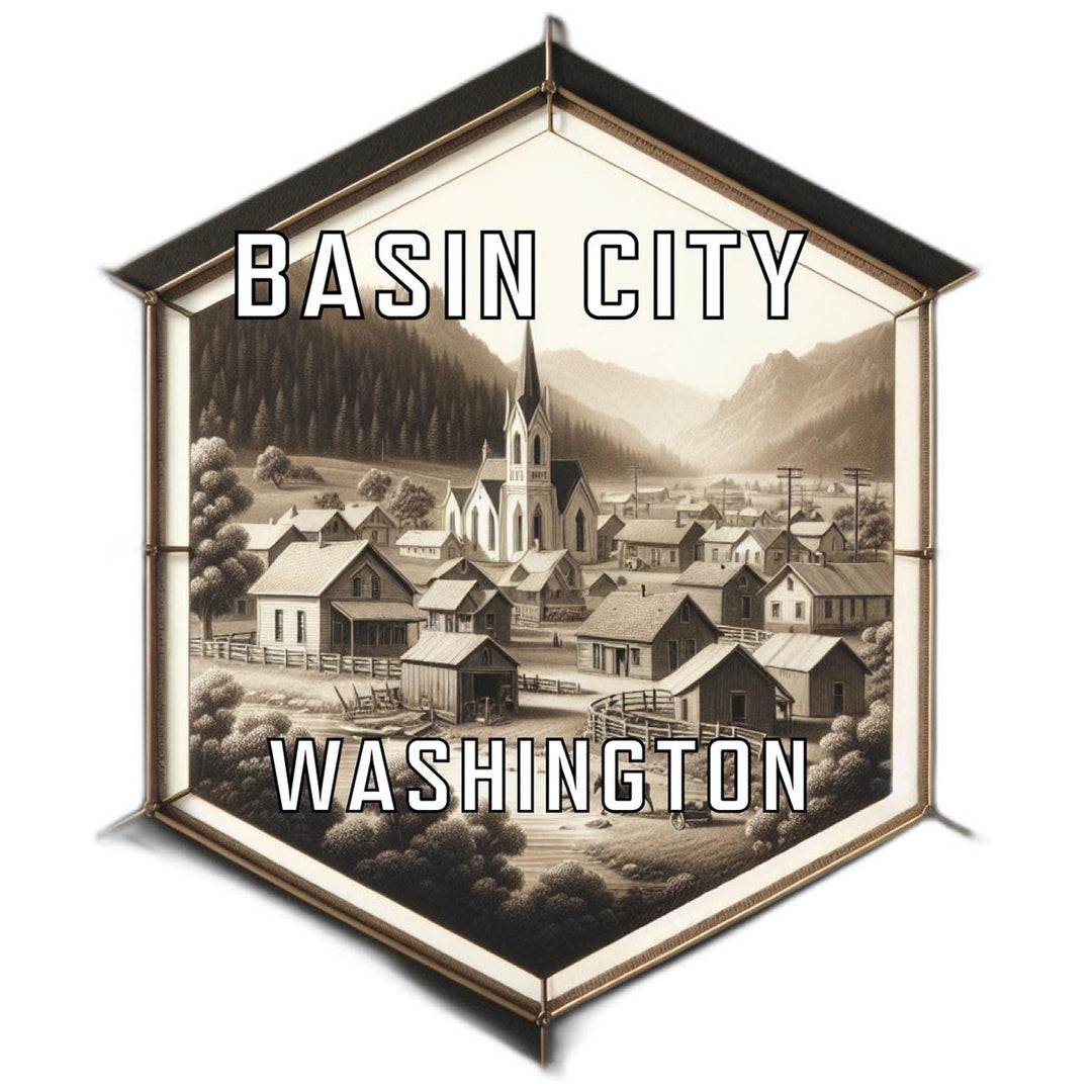 Basin City Washington Souvenir Travel Destination Die Cut Hexagon Fridge Magnet Image 1