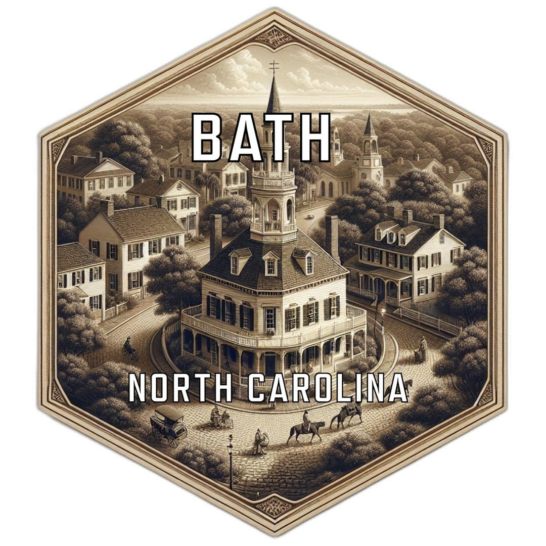 Bath North Carolina Souvenir Travel Destination Die Cut Hexagon Fridge Magnet Image 1