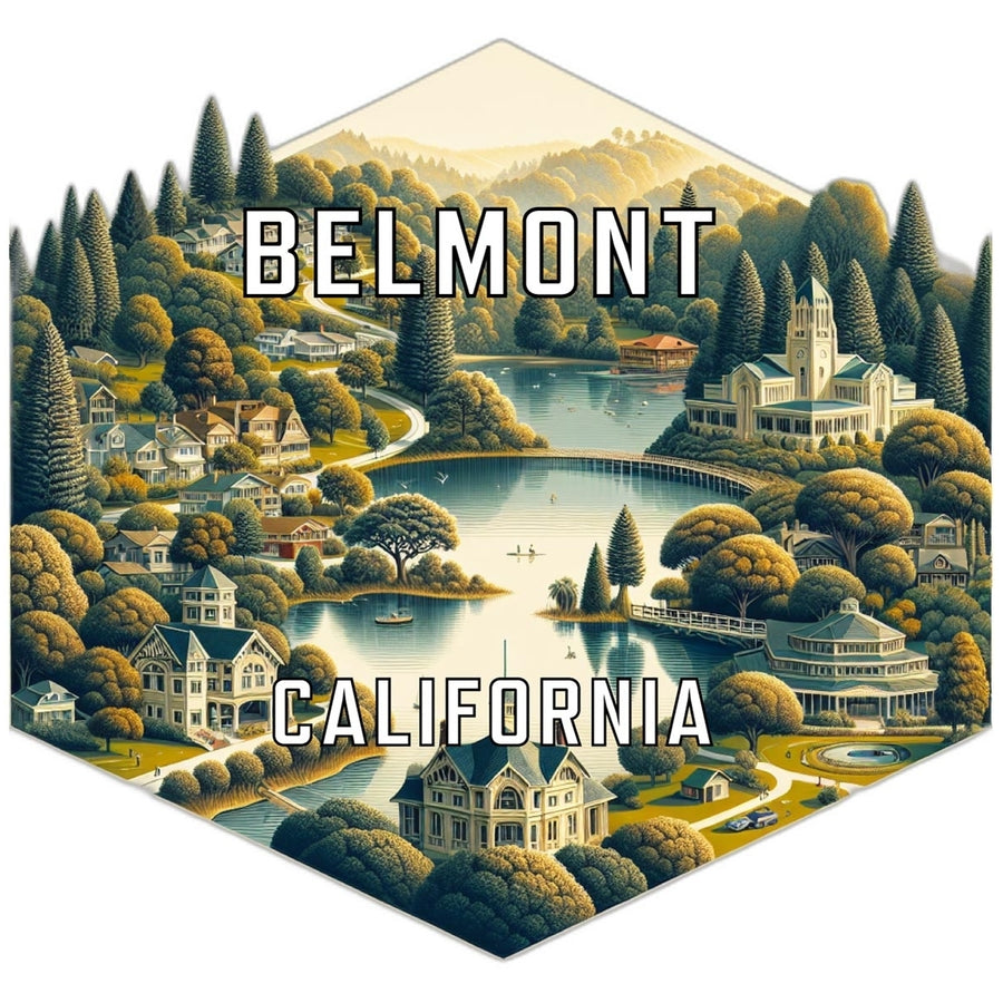 Belmont California Souvenir Travel Destination Die Cut Hexagon Fridge Magnet Image 1