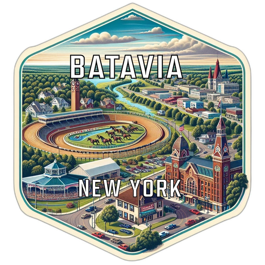 Batavia York Souvenir Travel Destination Die Cut Hexagon Fridge Magnet Image 1