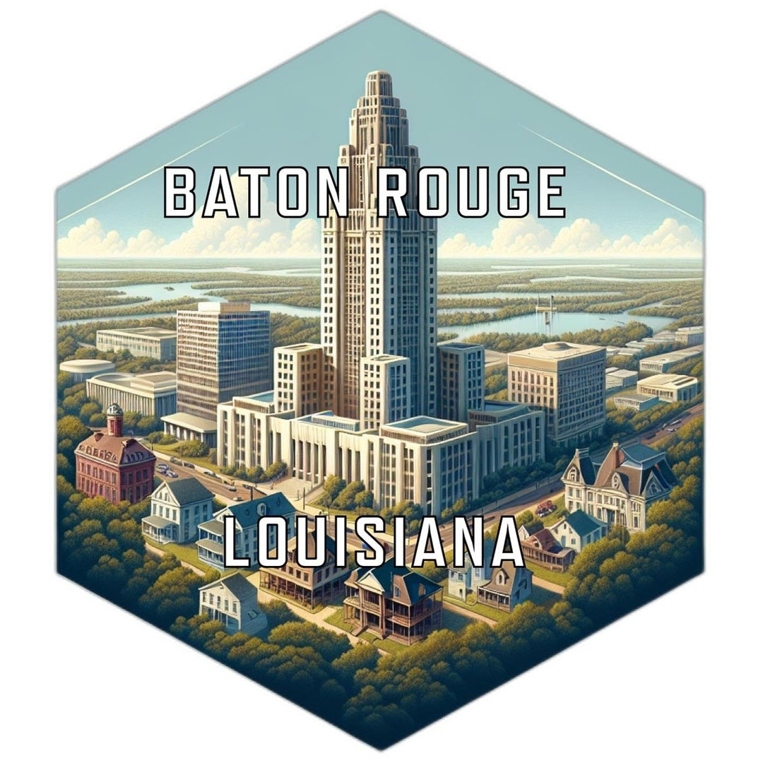 Baton Rouge Louisiana Souvenir Travel Destination Die Cut Hexagon Fridge Magnet Image 1