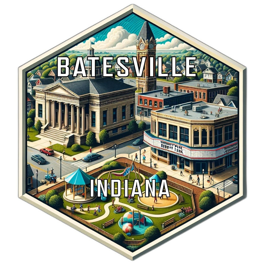 Batesville Indiana Souvenir Travel Destination Die Cut Hexagon Fridge Magnet Image 1