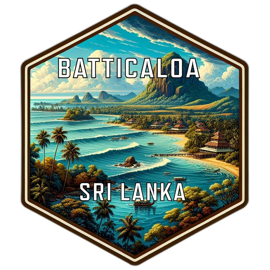 Batticaloa Sri Lanka Souvenir Travel Destination Die Cut Hexagon Fridge Magnet Image 1