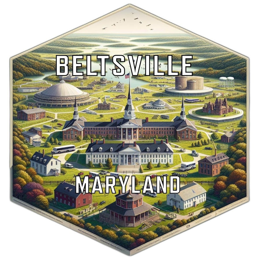 Beltsville Maryland Souvenir Travel Destination Die Cut Hexagon Fridge Magnet Image 1