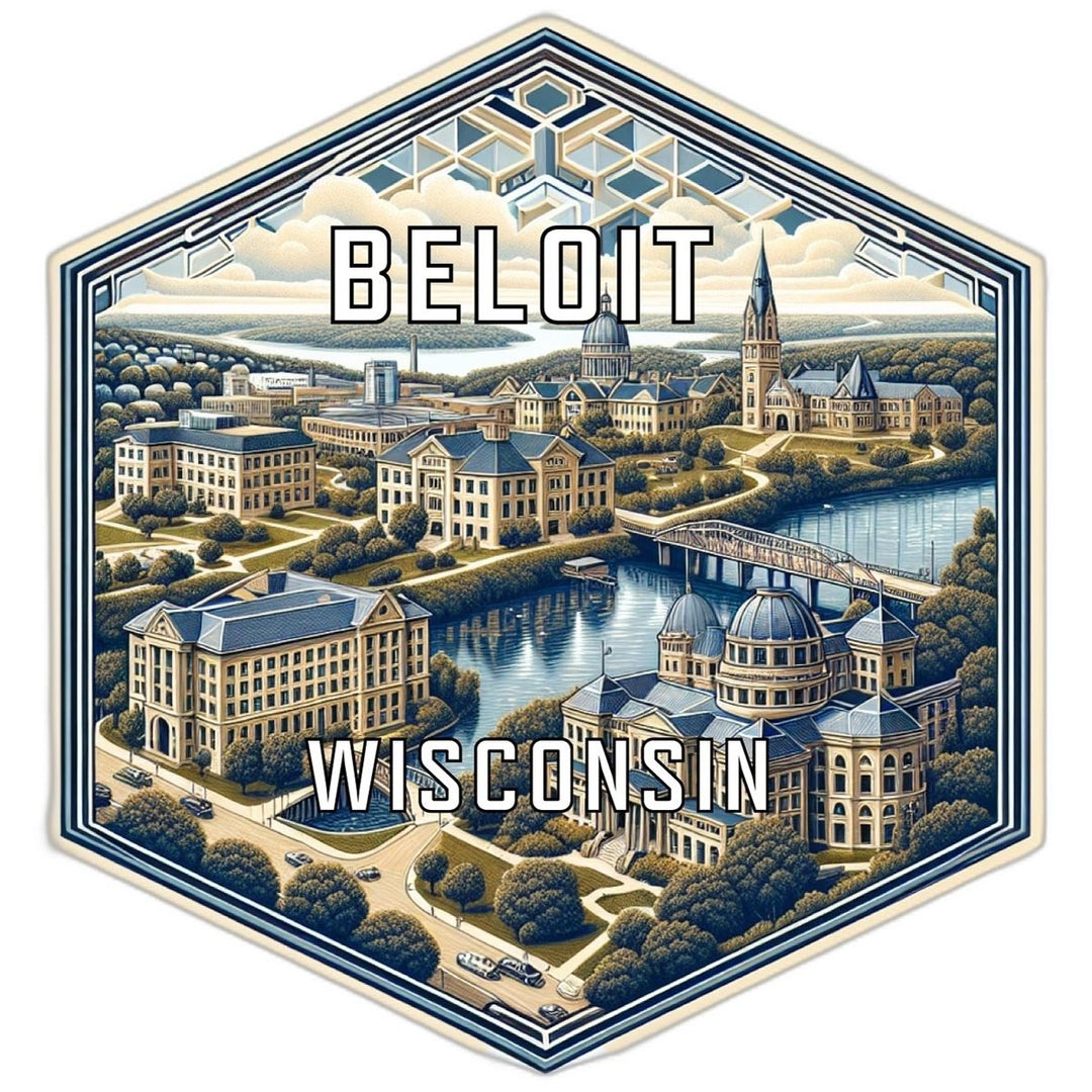 Beloit Wisconsin Souvenir Travel Destination Die Cut Hexagon Fridge Magnet Image 1