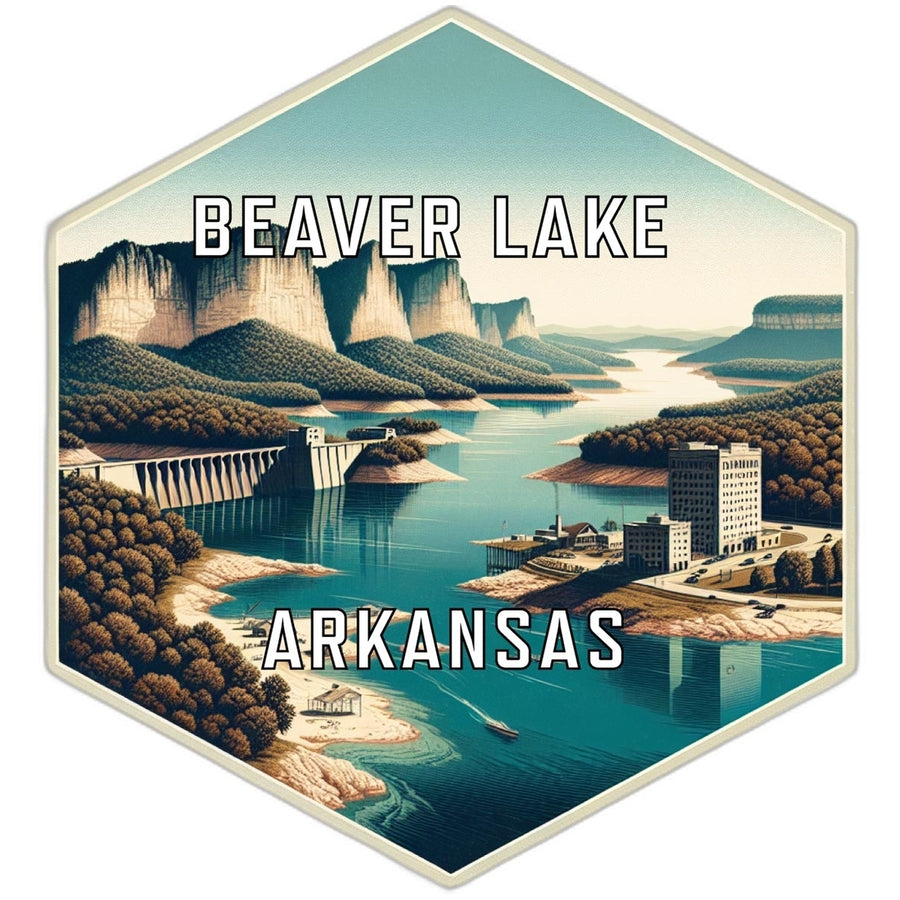 Beaver Lake Arkansas Souvenir Travel Destination Die Cut Hexagon Fridge Magnet Image 1