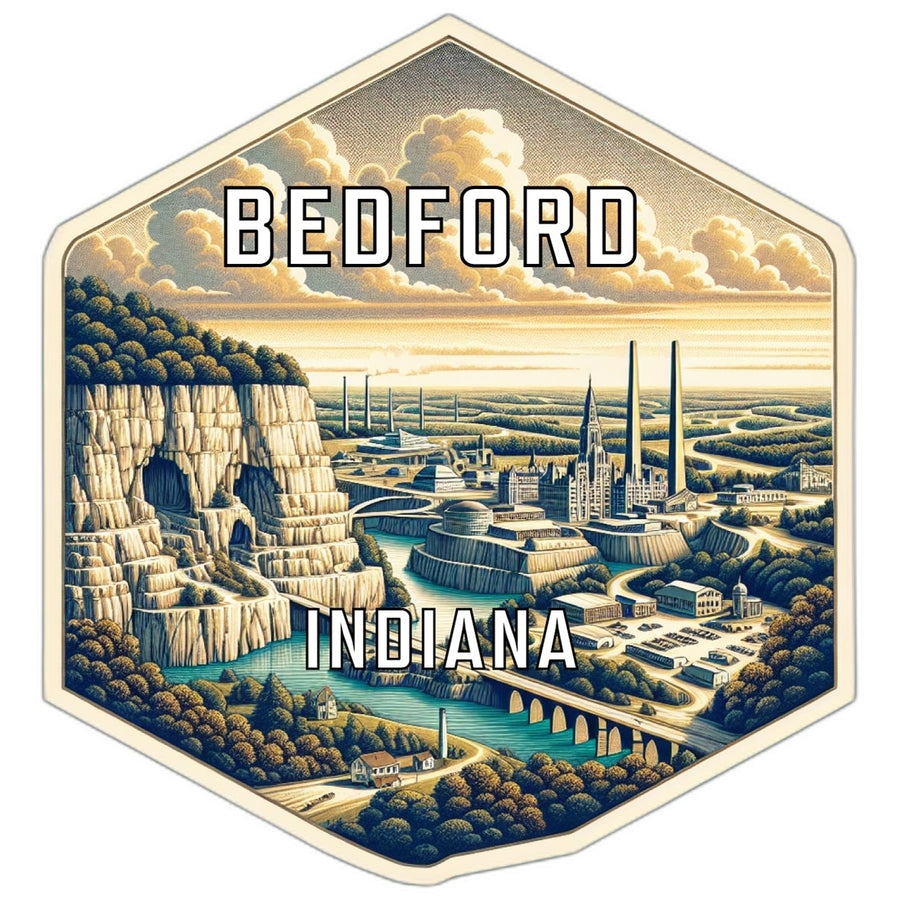 Bedford Indiana Souvenir Travel Destination Die Cut Hexagon Fridge Magnet Image 1