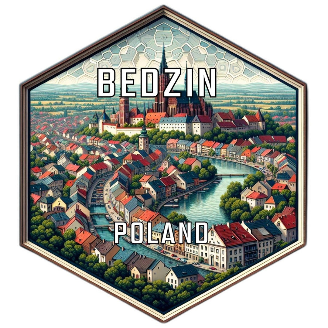 Bedzin Poland Souvenir Travel Destination Die Cut Hexagon Fridge Magnet Image 1