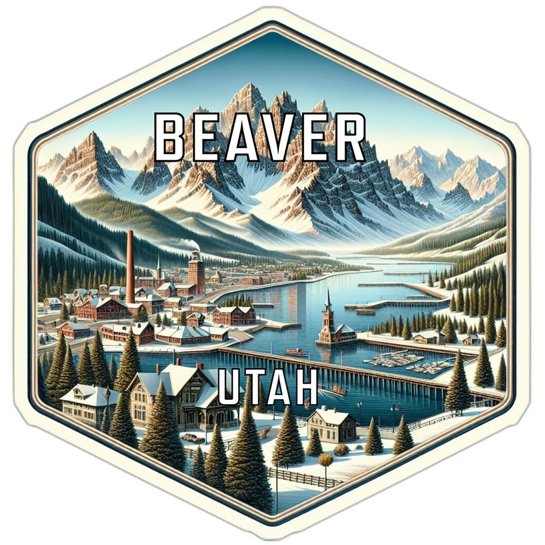 Beaver Utah Souvenir Travel Destination Die Cut Hexagon Fridge Magnet Image 1