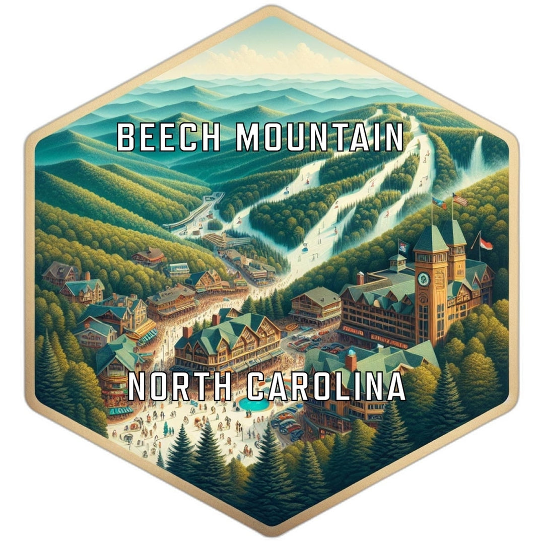 Beech Mountain North Carolina Souvenir Travel Destination Die Cut Hexagon Fridge Magnet Image 1