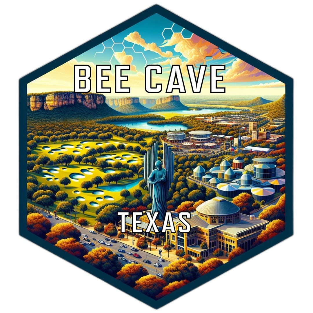 Bee Cave Texas Souvenir Travel Destination Die Cut Hexagon Fridge Magnet Image 1