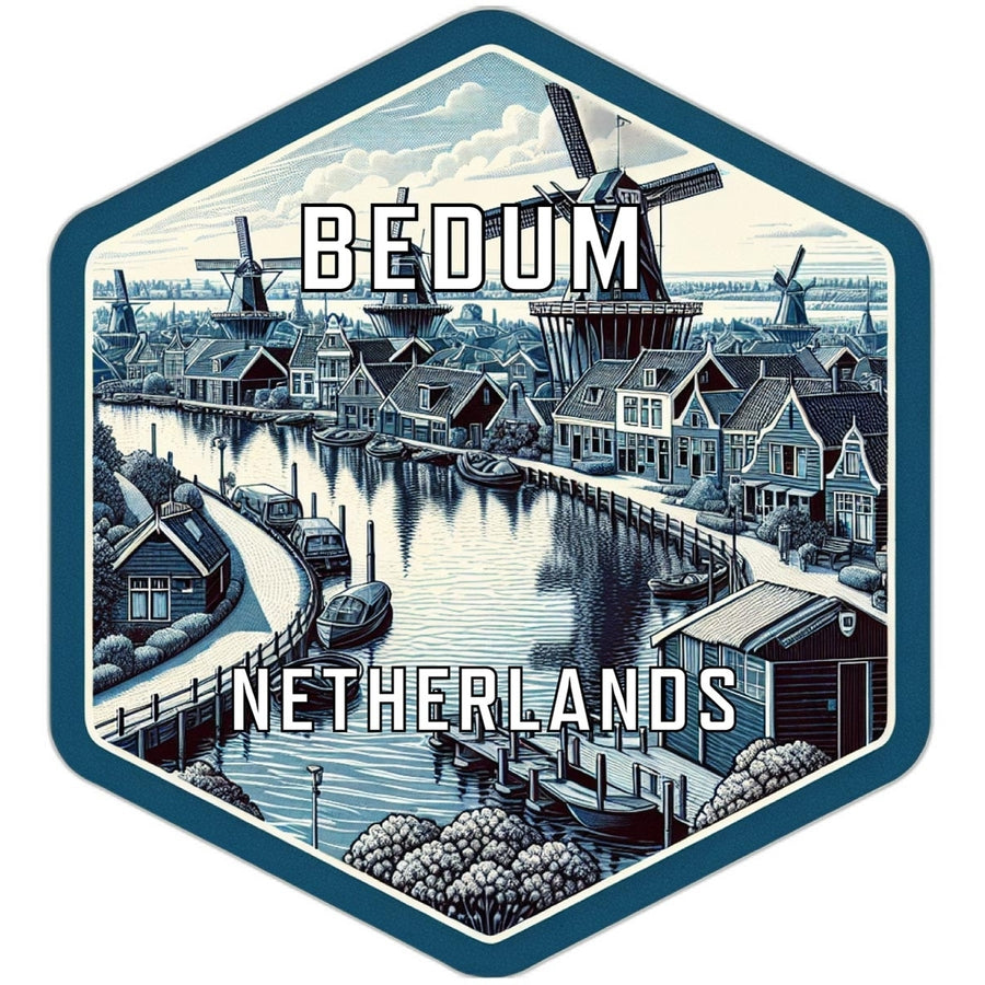 Bedum Netherlands Souvenir Travel Destination Die Cut Hexagon Fridge Magnet Image 1