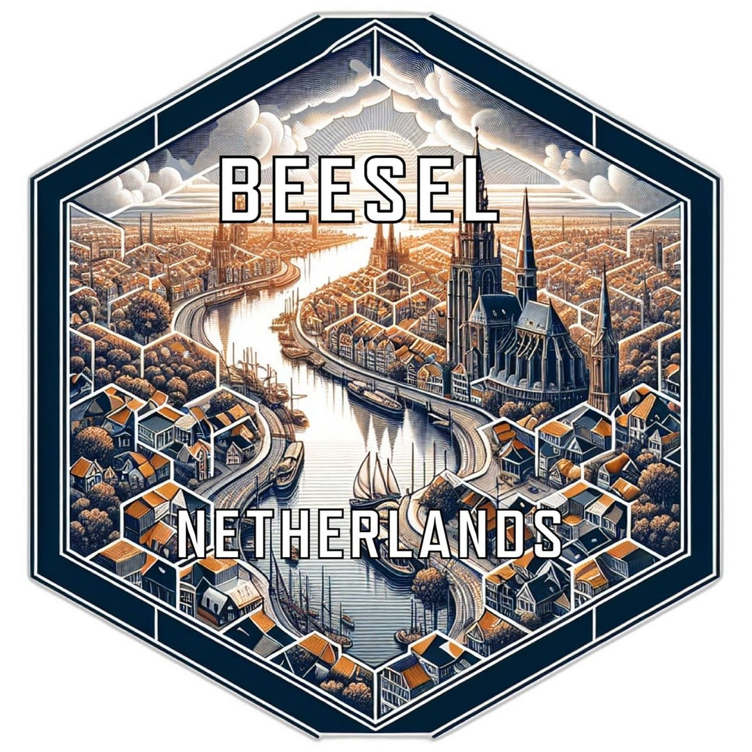 Beesel Netherlands Souvenir Travel Destination Die Cut Hexagon Fridge Magnet Image 1