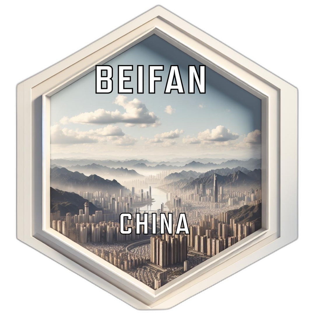 Beifan China Souvenir Travel Destination Die Cut Hexagon Fridge Magnet Image 1