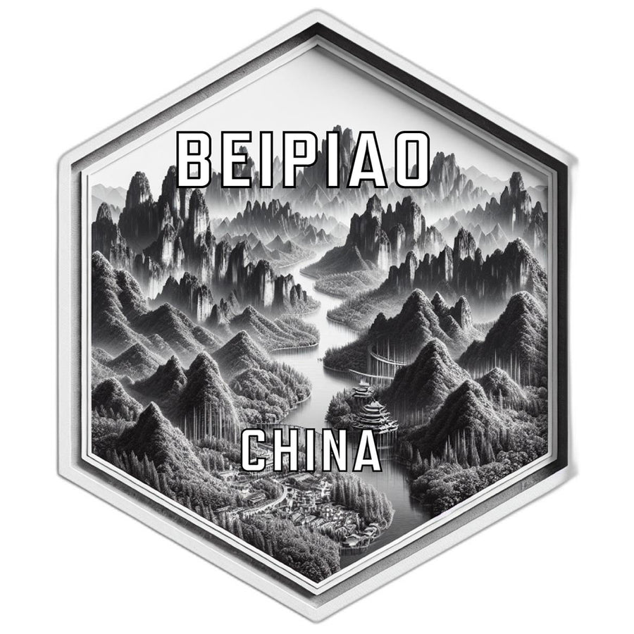 Beipiao China Souvenir Travel Destination Die Cut Hexagon Fridge Magnet Image 1