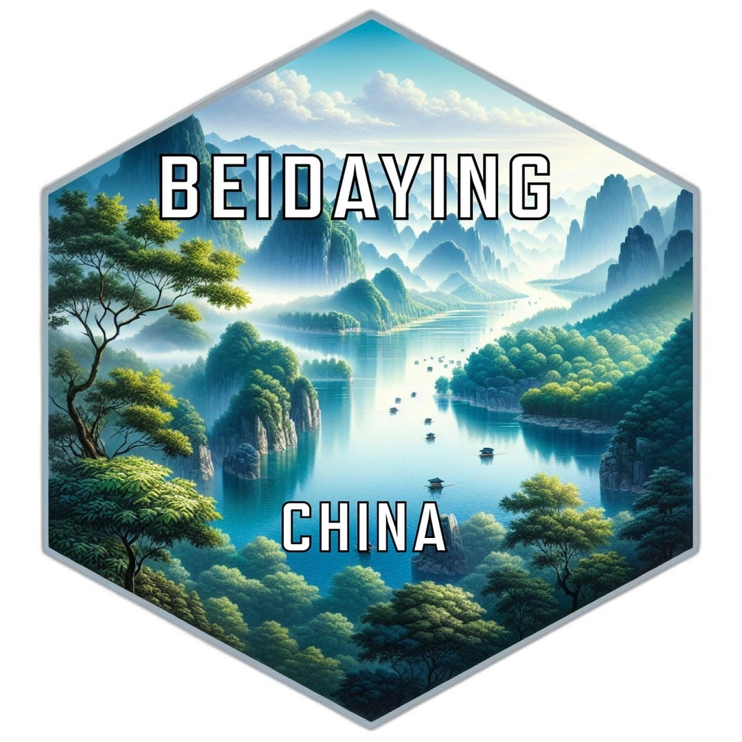 Beidaying China Souvenir Travel Destination Die Cut Hexagon Fridge Magnet Image 1