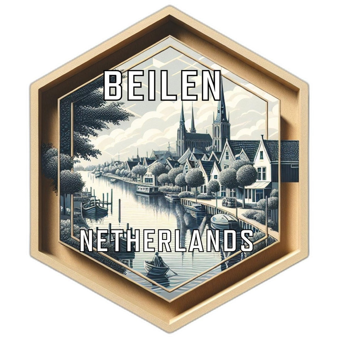 Beilen Netherlands Souvenir Travel Destination Die Cut Hexagon Fridge Magnet Image 1