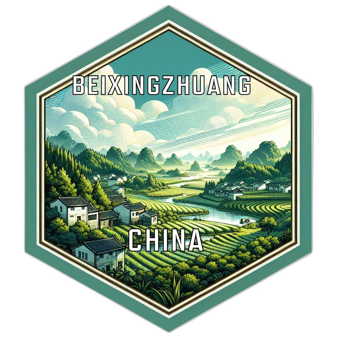 Beixingzhuang China Souvenir Travel Destination Die Cut Hexagon Fridge Magnet Image 1