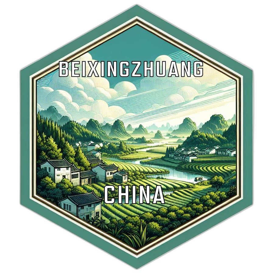 Beixingzhuang China Souvenir Travel Destination Die Cut Hexagon Fridge Magnet Image 1