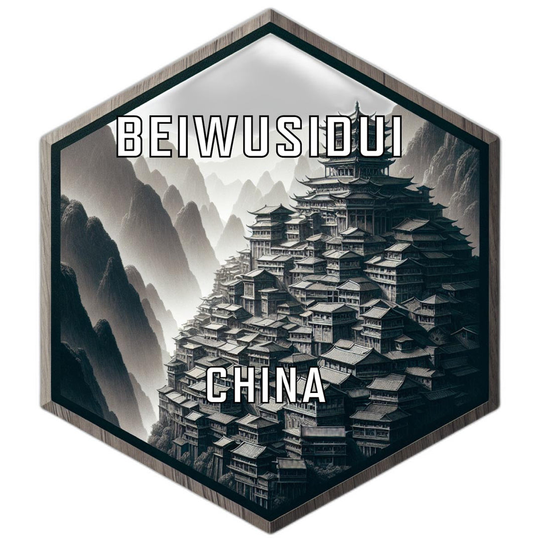 Beiwusidui China Souvenir Travel Destination Die Cut Hexagon Fridge Magnet Image 1