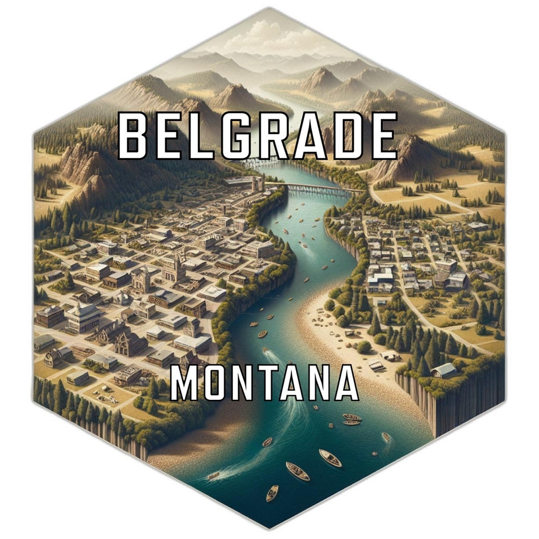 Belgrade Montana Souvenir Travel Destination Die Cut Hexagon Fridge Magnet Image 1