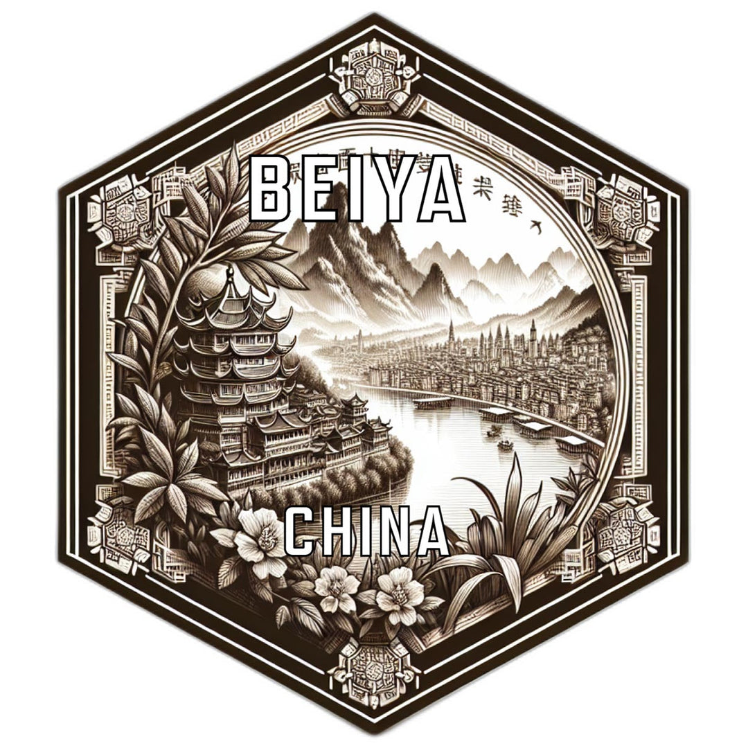 Beiya China Souvenir Travel Destination Die Cut Hexagon Fridge Magnet Image 1