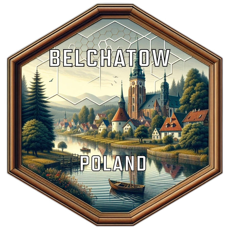 Belchatow Poland Souvenir Travel Destination Die Cut Hexagon Fridge Magnet Image 1