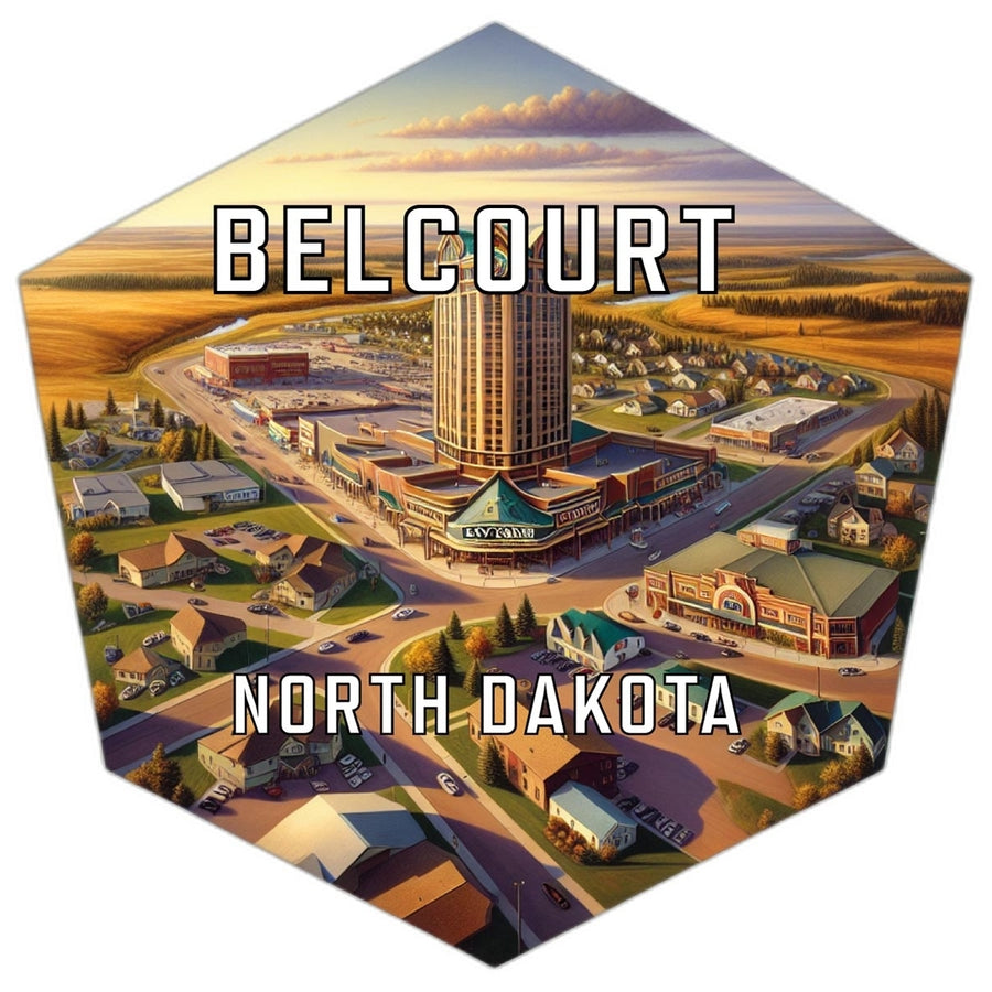 Belcourt North Dakota Souvenir Travel Destination Die Cut Hexagon Fridge Magnet Image 1