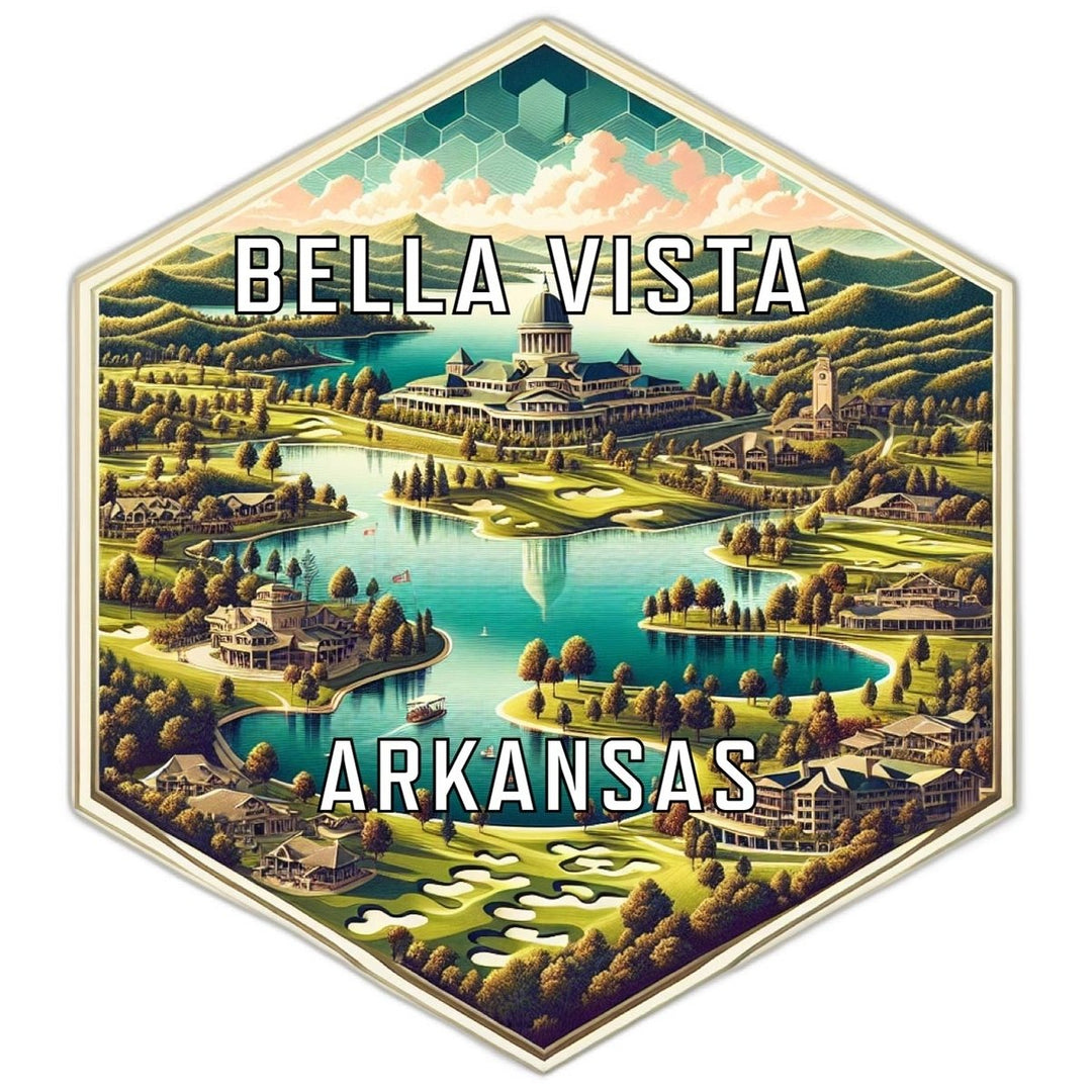 Bella Vista Arkansas Souvenir Travel Destination Die Cut Hexagon Fridge Magnet Image 1