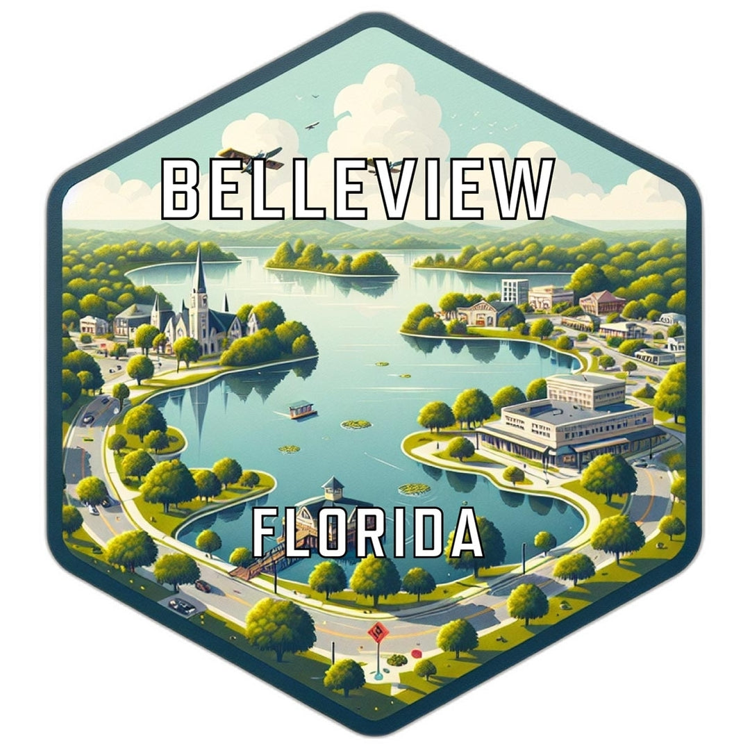 Belleview Florida Souvenir Travel Destination Die Cut Hexagon Fridge Magnet Image 1