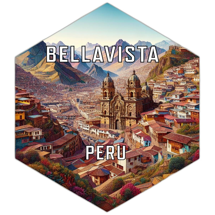 Bellavista Peru Souvenir Travel Destination Die Cut Hexagon Fridge Magnet Image 1