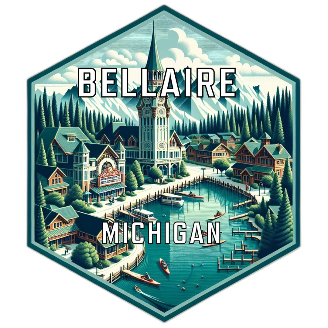 Bellaire Michigan Souvenir Travel Destination Die Cut Hexagon Fridge Magnet Image 1