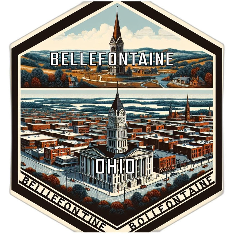 Bellefontaine Ohio Souvenir Travel Destination Die Cut Hexagon Fridge Magnet Image 1