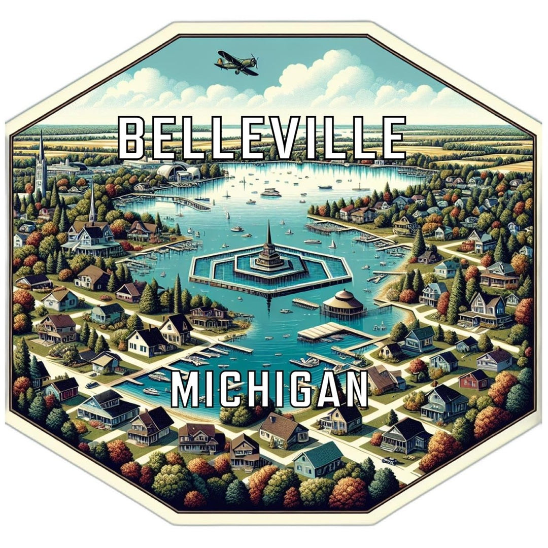 Belleville Michigan Souvenir Travel Destination Die Cut Hexagon Fridge Magnet Image 1