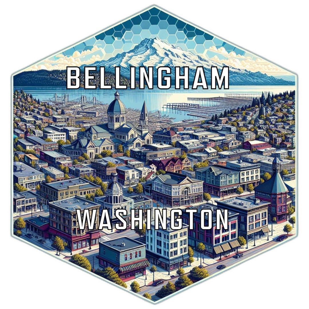 Bellingham Washington Souvenir Travel Destination Die Cut Hexagon Fridge Magnet Image 1