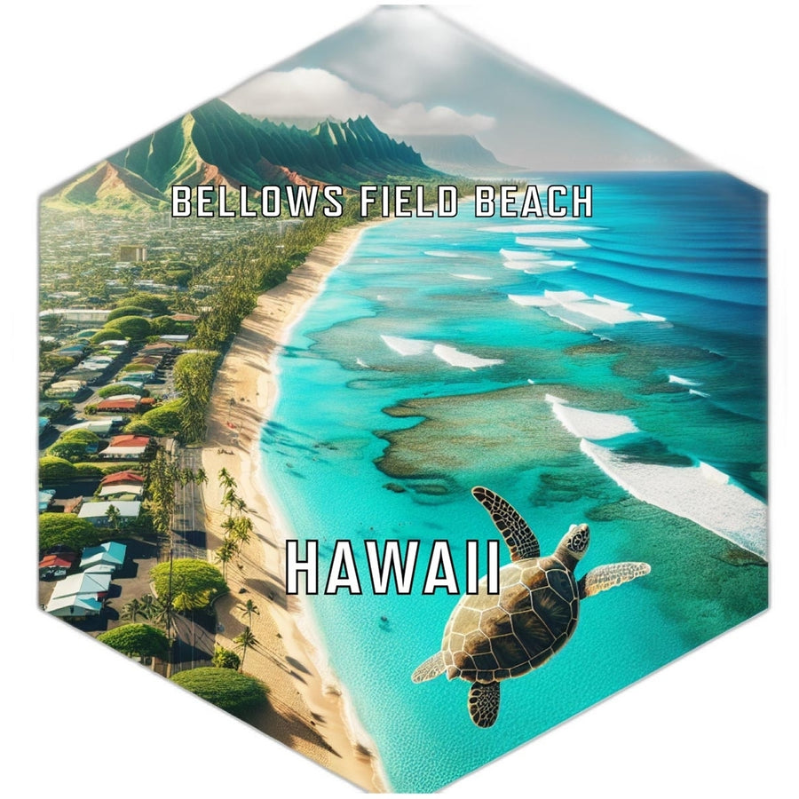 Bellows Field Beach Hawaii Souvenir Travel Destination Die Cut Hexagon Fridge Magnet Image 1