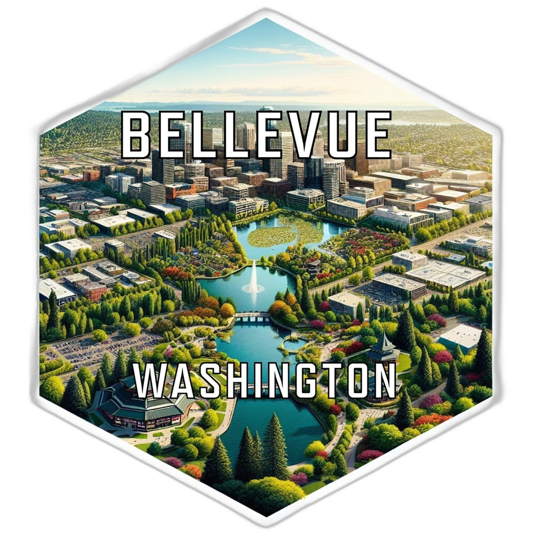 Bellevue Washington Souvenir Travel Destination Die Cut Hexagon Fridge Magnet Image 1