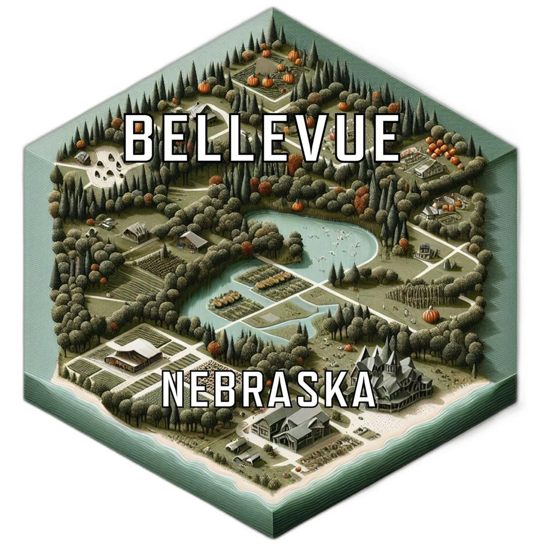 Bellevue Nebraska Souvenir Travel Destination Die Cut Hexagon Fridge Magnet Image 1